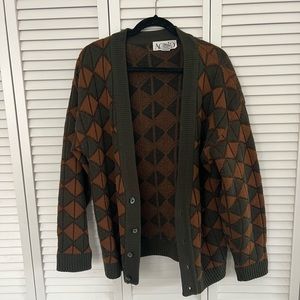 Vintage checker print sweater/cardigan